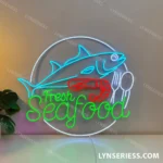 Food Coffee Neon Sign Fresh Seafood 1