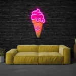 Food Coffee Neon Sign Happy Cream Cone 1