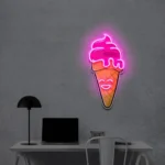 Food Coffee Neon Sign Happy Cream Cone 1