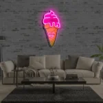 Food Coffee Neon Sign Happy Cream Cone 1