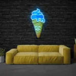 Food Coffee Neon Sign Happy Ice Cream Cone 1