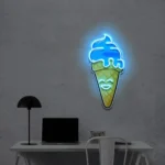 Food Coffee Neon Sign Happy Ice Cream Cone 1