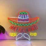 Food Coffee Neon Sign Mexicano Fresh Food 1