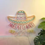 Food Coffee Neon Sign Mexicano Fresh Food 1