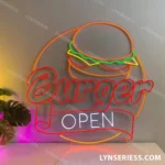 Food Coffee Neon Sign Open Burger 1
