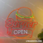 Food Coffee Neon Sign Open Burger 1