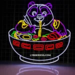 Food Coffee Neon Sign Panda Eating Ramen 1