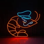 Food Coffee Neon Sign Sleek Shrimp Captain 1
