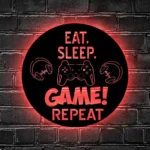 Gaming Pop Culture Metal Sign Eat Sleep Game Repeat 1