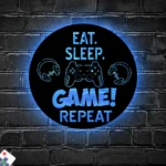 Gaming Pop Culture Metal Sign Eat Sleep Game Repeat 1
