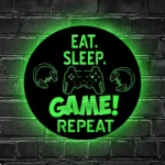 Gaming Pop Culture Metal Sign Eat Sleep Game Repeat 1