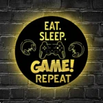 Gaming Pop Culture Metal Sign Eat Sleep Game Repeat 1