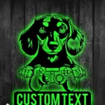 Gaming Pop Culture Metal Sign Personalized Dachshund Dog Gamer Name Sign Home Decor 1