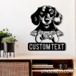 Gaming Pop Culture Metal Sign Personalized Dachshund Dog Gamer Name Sign Home Decor 1