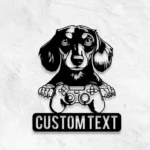 Gaming Pop Culture Metal Sign Personalized Dachshund Dog Gamer Name Sign Home Decor 1