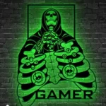 Gaming Pop Culture Metal Sign Skeleton Gamer 1