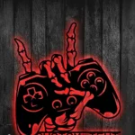Gaming Pop Culture Metal Sign Stylish Skeleton Hand Holding Controller 1
