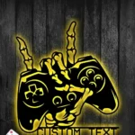 Gaming Pop Culture Metal Sign Stylish Skeleton Hand Holding Controller 1