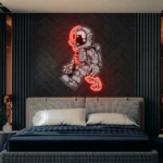 Gaming Pop Culture Neon Sign Astronaut Half Skull 1
