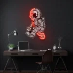 Gaming Pop Culture Neon Sign Astronaut Half Skull 1