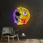 Gaming Pop Culture Neon Sign Pleh Emoji Skull 1