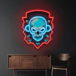 Gaming Pop Culture Neon Sign Shield Monkey Skull 1