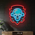 Gaming Pop Culture Neon Sign Shield Monkey Skull 1