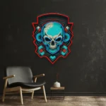 Gaming Pop Culture Neon Sign Shield Monkey Skull 1