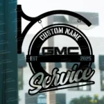 Gmc Metal Sign Bespoke Logo Metal Hanging Sign Car Garage Decor 1