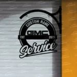 Gmc Metal Sign Bespoke Logo Metal Hanging Sign Car Garage Decor 1