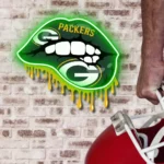 Green Bay Packers Neon Sign Dripping Lips 1