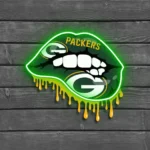 Green Bay Packers Neon Sign Dripping Lips 1