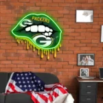 Green Bay Packers Neon Sign Dripping Lips 1