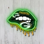 Green Bay Packers Neon Sign Dripping Lips 1