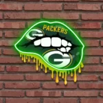 Green Bay Packers Neon Sign Dripping Lips 1