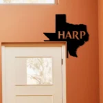 Harp Metal Sign Texas State Map 1