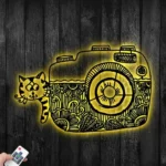 Hobbies Crafts Metal Sign Camera And Cat 1