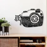 Hobbies Crafts Metal Sign Camera And Cat 1