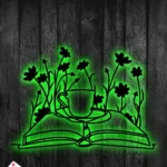 Home Decor Metal Sign Books Coffee Flower Line Art 1