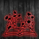 Home Decor Metal Sign Books Coffee Flower Line Art 1