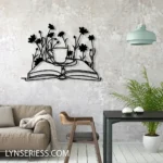 Home Decor Metal Sign Books Coffee Flower Line Art 1