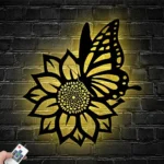 Home Decor Metal Sign Butterfly Sunflower Farm 1