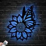 Home Decor Metal Sign Butterfly Sunflower Farm 1