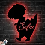 Home Decor Metal Sign Custom Cute Dinosaur 1