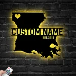 Home Decor Metal Sign Custom Louisiana Map 1