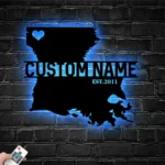 Home Decor Metal Sign Custom Louisiana Map 1