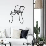 Home Decor Metal Sign Espresso Book Reading Line Art 1