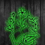 Home Decor Metal Sign Floral Book Line Art 1