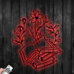 Home Decor Metal Sign Floral Book Line Art 1