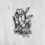 Home Decor Metal Sign Floral Book Reading 1